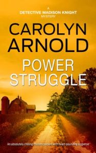 Power Struggle by Carolyn Arnold, rundown barns in a field with a stormy sky.