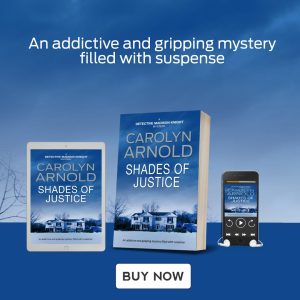 Shades of Justice by Carolyn Arnold Read Now, silhouette of a woman looking over a city under a stormy sky