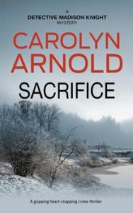 Sacrifice by Carolyn Arnold, a boathouse at the end of a dock sitting in a frozen river under a cloudy sky