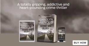 What We Bury by Carolyn Arnold Buy Now, woman running down a dark alley at night